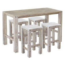 4 Seater Lumi Acacia Wood Outdoor Bar Table and Stool Set