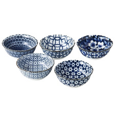 Indigo & White 9.2cm Japanese Porcelain Dipping Bowls (Set of 5)