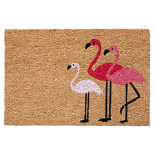 3 Pink Flamingos Coir Doormat