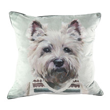 Pawtrait Westie In A Vestie Velvet Cushion