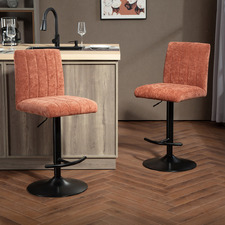 Treasa Chenille Adjustable Bar Stools (Set of 2)