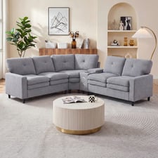 Wilmer 5 Seater Chenille Modular Sofa with LED