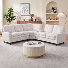 Wilmer 5 Seater Chenille Modular Sofa with LED