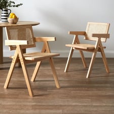 Korina Rattan Carver Dining Chair (Set of 2)