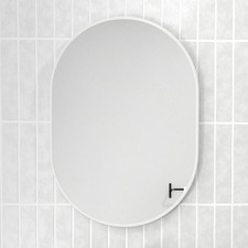 White Peyton Oval Stainless Steel Wall Mirror