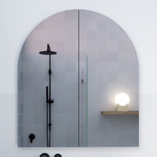 Ava 760mm White Arch Shaving Cabinet with Glass Shelf
