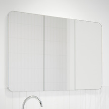 Ava 1200mm Frameless Mirrored Shaving Cabinet with Glass Shelves