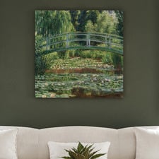 The Japanese Footbridge & The Water Lily Pool By Monet Stretched Canvas Wall Art