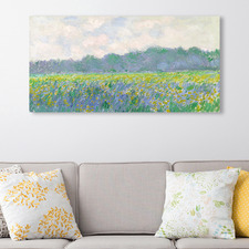 Field of Yellow Irises At Giverny By Monet Stretched Canvas Wall Art