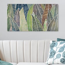 Large Tropic Leaves, Hand Painting Style Stretched Canvas Wall Art