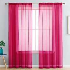 Luxton Fuchsia Sheer Rod Pocket Curtains (Set of 2)