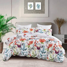 Botanical Flower Microfibre Quilt Cover Set