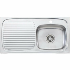 Ultraform 890mm Single Stainless Steel Kitchen Sink with Left Drainer