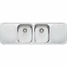 Petite 1430mm Topmount Double Stainless Steel Kitchen Sink with Drainers