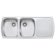 Monet 1200mm Topmount Double Stainless Steel Kitchen Sink with Right Drainer