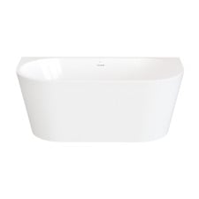 Naples Gloss White Acrylic Back To Wall Bath with Overflow