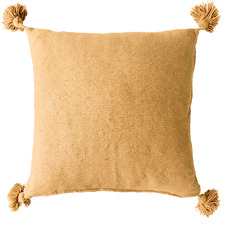 Gold Harper Pom Pom Cotton Cushion Cover