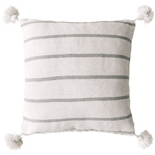 White & Grey Harper Pom Pom Cotton Cushion Cover