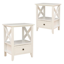 Rustic White Painted Amery Bedside Tables (Set of 2)