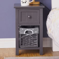 Eloisa Bedside Table with Wicker Basket