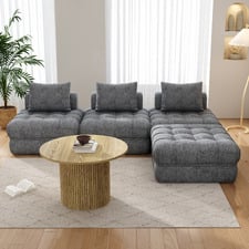 Ella 4 Seater Boucle Sofa & Ottoman Set