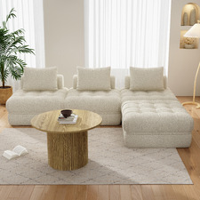 Ella 4 Seater Boucle Sofa & Ottoman Set