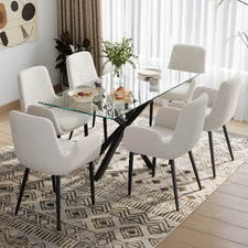 6 Seater Kamala Sherpa Dining Table & Chair Set
