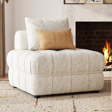Beige Ella 120cm Wool-Blend Lounge Chair
