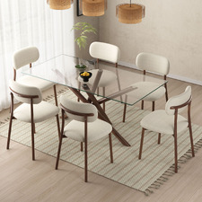 6 Seater Calix Bouclé Dining Table & Chair Set