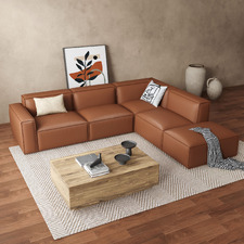 Massey 5 Seater Leather Chaise Lounge Set
