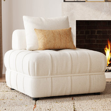 White Ella 120cm Boucle Lounge Chair