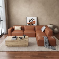 Massey 5 Seater Leather Chaise Lounge Set