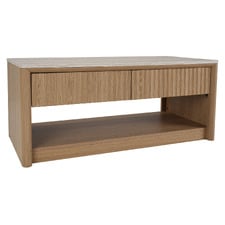 Sadie Rectangular Travertine-Look Coffee Table