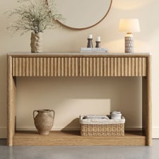 Sadie Travertine-Look Console Table