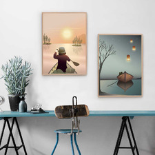 Canoeing on The Lake Unframed Poster Print