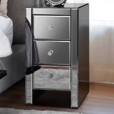Allia 3 Drawer Mirrored Bedside Table