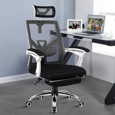 Black & White Frost Mesh Office Chair with Footrest