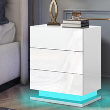 Nigel 3 Drawer Bedside Table with LED Light