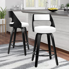 65cm Davian Faux Leather Swivel Bar Stools (Set of 2)