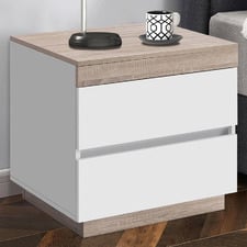 White Esper 2 Drawer Bedside Table