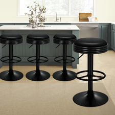 Andres Faux Leather Adjustable Barstools (Set of 4)
