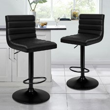 Black Tristan Faux Leather Adjustable Barstools (Set of 2)