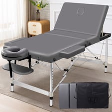 Grey Carson 65cm Faux Leather 3 Fold Lift Up Massage Table