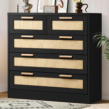 Angus 5 Drawer Rattan Dresser