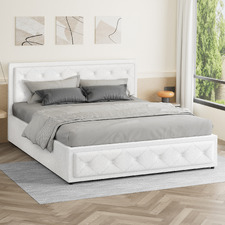 White Hoyce Boucle Gas Lift Bed