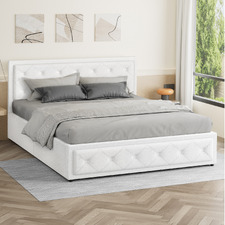 White Hoyce Boucle Gas Lift Bed