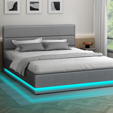 Grey Alpine Upholstered Gas Lift Storage Bed with LED