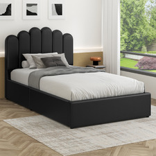 Roswell Faux Leather Gas Lift Storage Bed