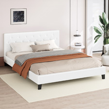 White Vernon Faux Leather Bed Frame