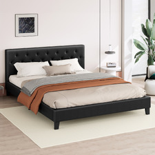 Black Vernon Faux Leather Bed Frame